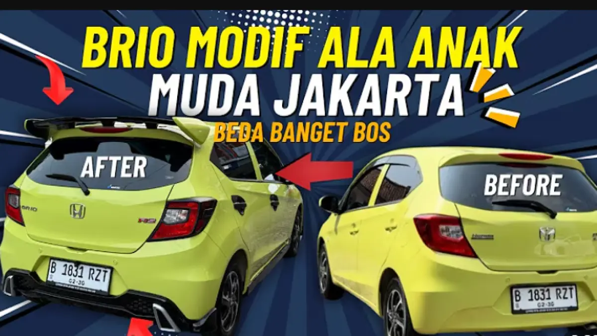Honda Brio Satya RS Urbanite 2025 tampil lebih sporty lewat upgrade aksesori, head unit 9 inci, spion retract, spoiler, dan berbagai fitur baru (You Tube).