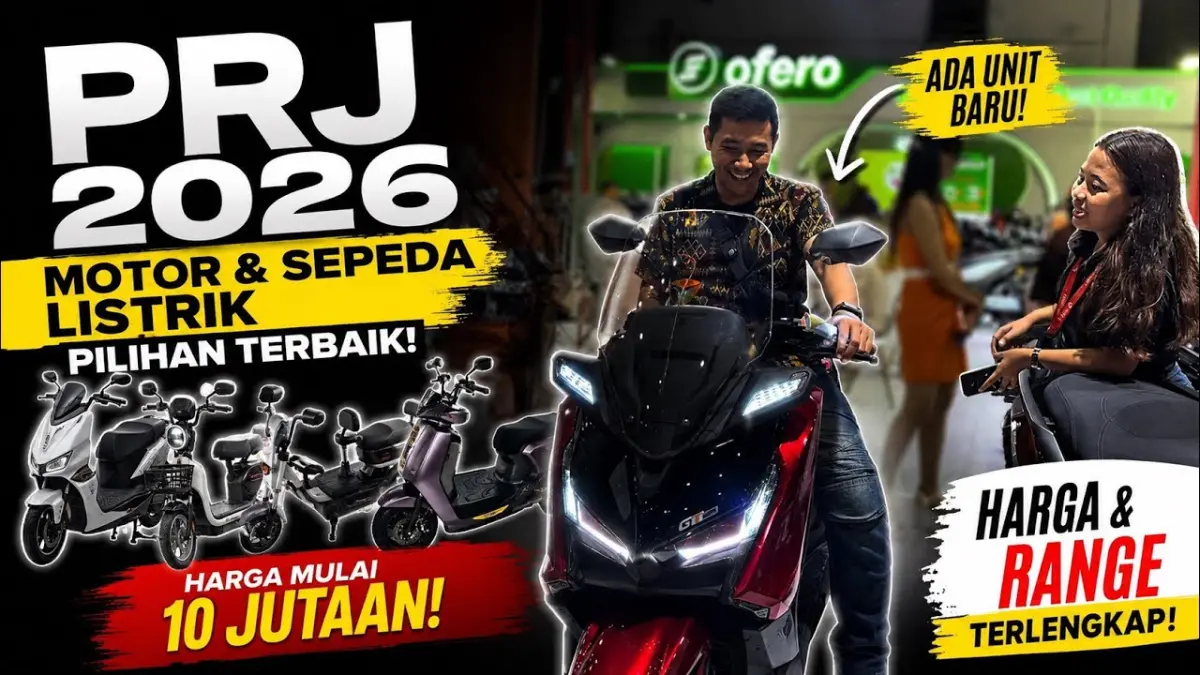 Motor listrik PRJ 2026 hadir dengan banyak pilihan, mulai Indomobil, Honda, Polytron hingga Yadea, lengkap dengan promo harga dan model terbaru. (Youtube. com)