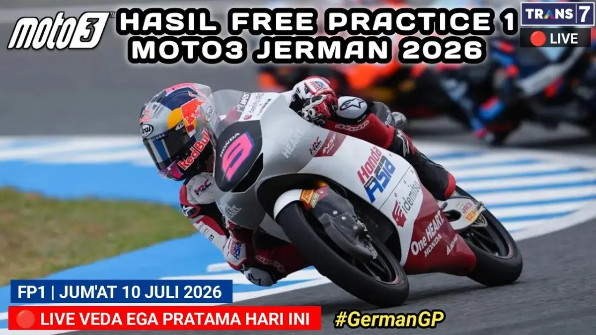 Hasil FP1 Moto3 Jerman 2026 menempatkan Alvaro Carpe jadi yang tercepat. Sementara pembalap Indonesia Veda Ega Pratama fokus pelajari karakter sirkuit.