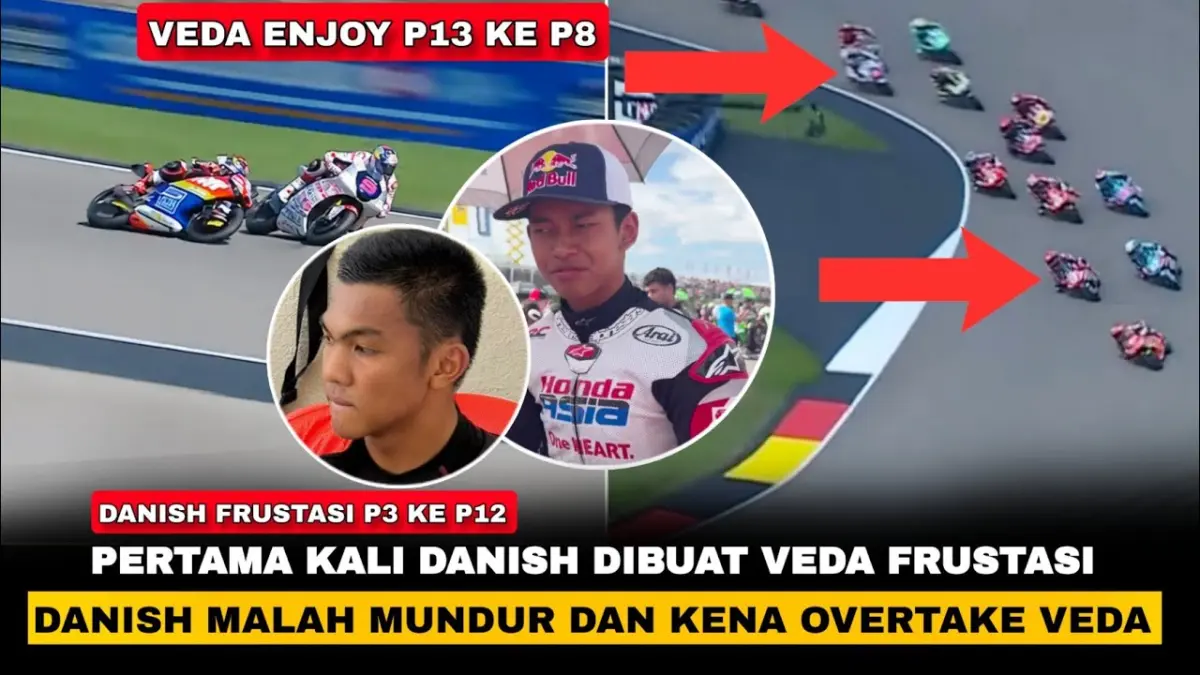 Hasil Moto3 Jerman 2026: Veda Ega Pratama sukses finis posisi 8 besar setelah melakukan manuver bersih di lap terakhir untuk mengalahkan Hakim Danish.