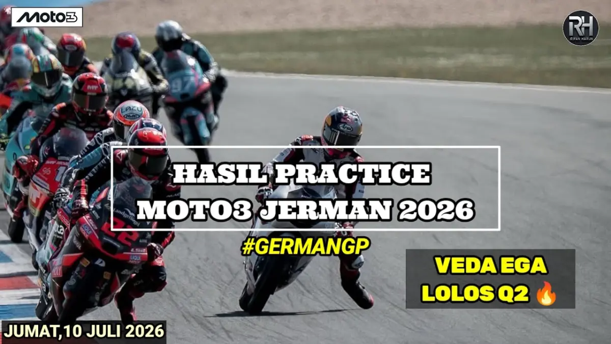  Hasil latihan bebas Moto3 Jerman 2026 menempatkan pembalap Indonesia Veda Ega Pratama jadi yang tercepat. Simak jadwal race dan klasemen terbaru di sini!