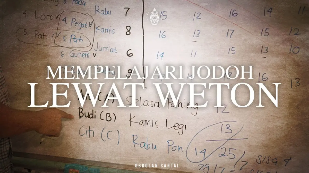 Cara menghitung weton jodoh menurut Primbon Jawa menggunakan kelipatan 7. Simak arti Padu, Pegat, Pati, Gunem, Ratu, serta solusi jika hasil kurang baik. (Youtube. com)