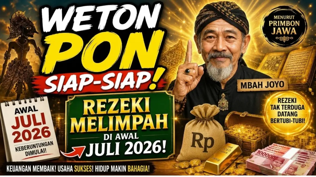 Ramalan Weton Pon Juli 2026 memprediksi banjir rezeki masif akibat siklus kosmik 12 tahunan. Simak 3 ritual rahasia dari Mbah Joyo di sini.