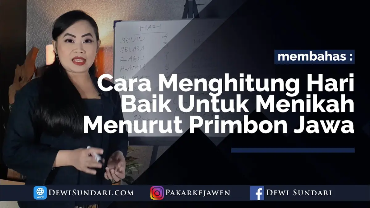 Cara menentukan hari baik menikah menurut primbon Jawa dijelaskan Dewi Sundari melalui perhitungan weton, neptu pasangan, dan pilihan hari terbaik. (Youtube. com)