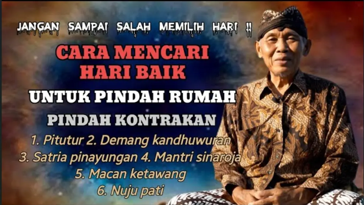 Cara menghitung hari baik pindahan rumah menurut Primbon Jawa lengkap dengan daftar hari terbaik, hasil perhitungan, dan makna setiap kategorinya. (Youtube. com)