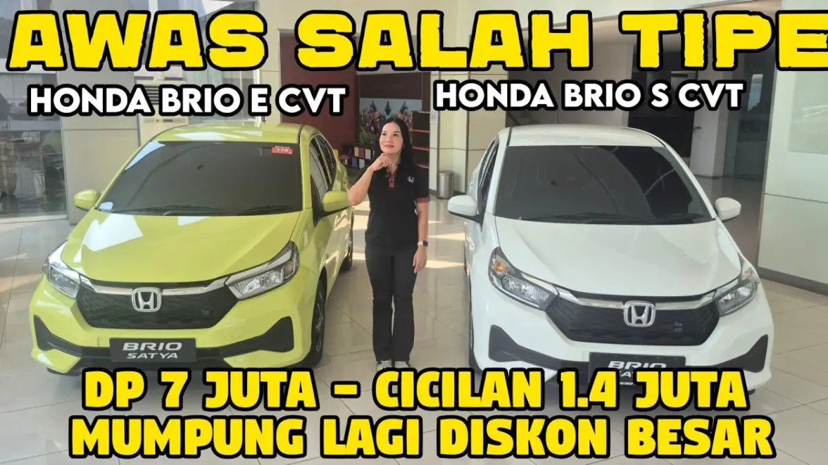 Promo Honda Brio Juli 2026 di Honda Autoland Ciputat menawarkan DP mulai Rp16 juta, cicilan mulai Rp3 jutaan, bunga 0 persen, dan tenor hingga 8 tahun. (Youtube. com)