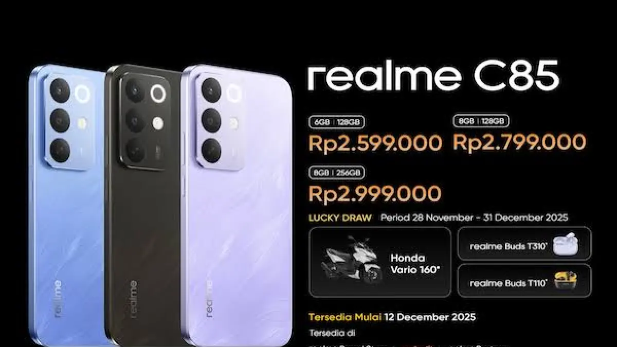 Layar AMOLED Realme C85 Pro tawarkan kecerahan outdoor hingga 1.243 nits serta dukungan fitur AI Gemini dan Circle to Search tercanggih.