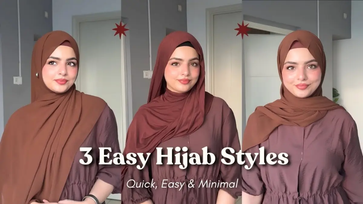 Bingung menata pashmina untuk wajah bulat? Intip tutorial hijab simpel 3 gaya minimal jarum yang praktis, cepat, dan menutup leher di sini!