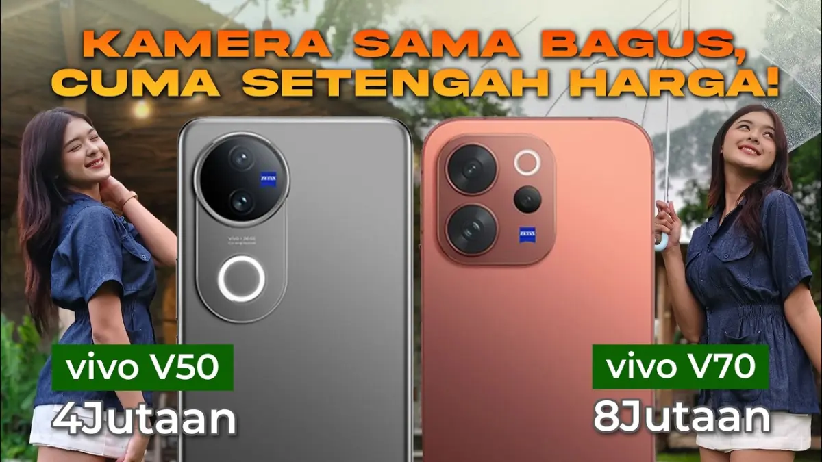 Harga Vivo V50 turun menjadi Rp4,6 juta pada 2026. Simak alasan smartphone ini masih dianggap sangat worth it dibanding Vivo V70. (Youtube. com)