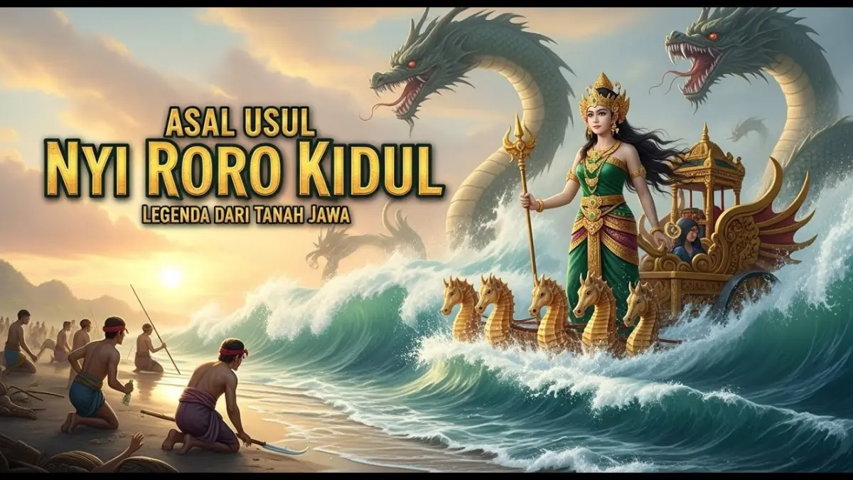 Ulasan legenda Nyi Roro Kidul, kisah pengasingan Putri Kandita dari Pajajaran hingga menjadi penguasa laut selatan bergaun hijau.
