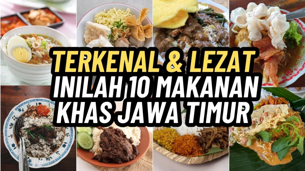 Makanan khas Jawa Timur menghadirkan 10 kuliner populer seperti Bakso Malang, Soto Lamongan, Rawon, hingga Rujak Cingur yang wajib dicoba.