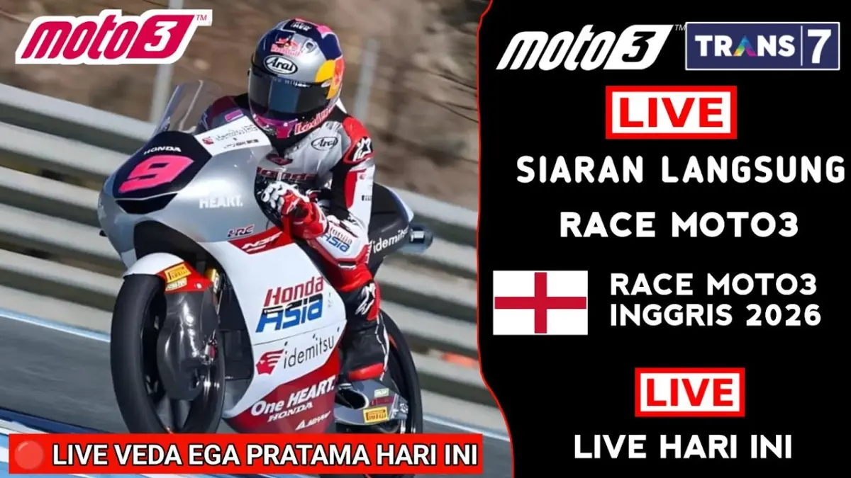 Jadwal Moto3 Inggris 2026 lengkap mulai latihan, kualifikasi hingga race di Silverstone. Simak juga klasemen terbaru dan posisi Veda Ega Pratama. (Youtube. com)
