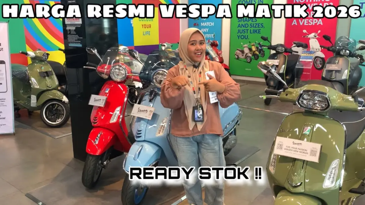 Harga Vespa Matic Juni 2026 resmi diperbarui. Liberty mulai Rp41,5 juta, Sprint kini bermesin 180 cc, lengkap dengan promo cashback dan diskon menarik. (Youtube. com)