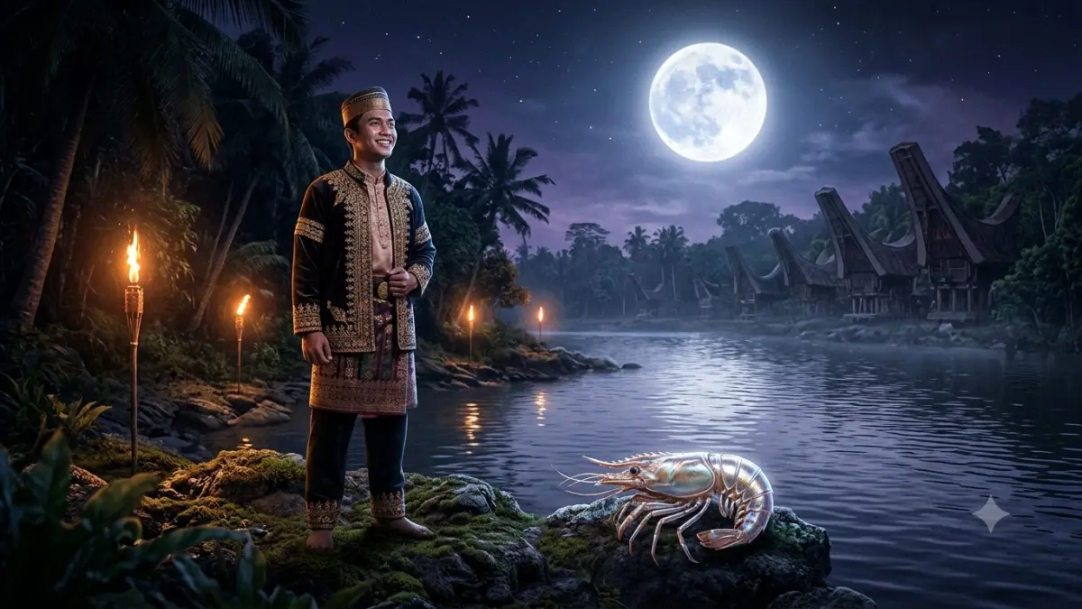 Ilaurang adalah legenda Sulawesi Selatan tentang anak berwujud udang yang berubah menjadi pemuda tampan dan berhasil menikahi putri raja setelah melalui berbagai ujian (Pinterest).