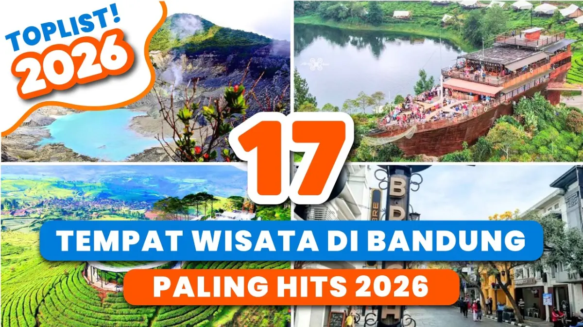Cari liburan seru? Simak rekomendasi tempat wisata di Bandung hits dan terbaru 2026 lengkap dengan harga tiket, wahana populer, hingga spot foto estetik!