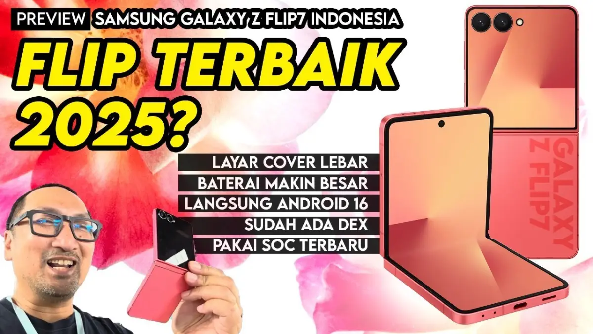 Samsung Galaxy Z Flip 7 hadir dengan Flex Window full screen, Exynos 2500, baterai 4.300 mAh, Samsung DeX, dan update Android hingga 7 tahun. (Youtube. com)