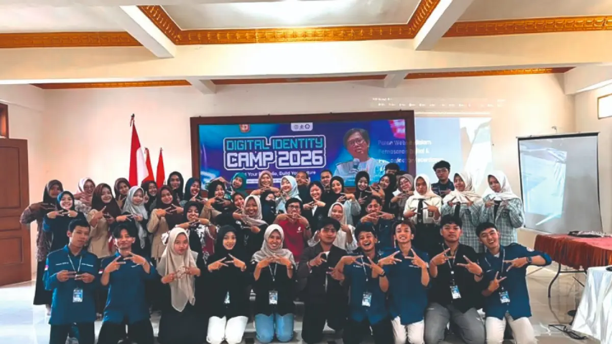 LITERASI DIGITAL: HMP Ilmu Komputer ITB Trenggalek gelar Workshop Digital Identity Camp 2026 di aula kampus setempat, Sabtu (1/8).(GUNAWAN/ RADAR TRENGGALEK)