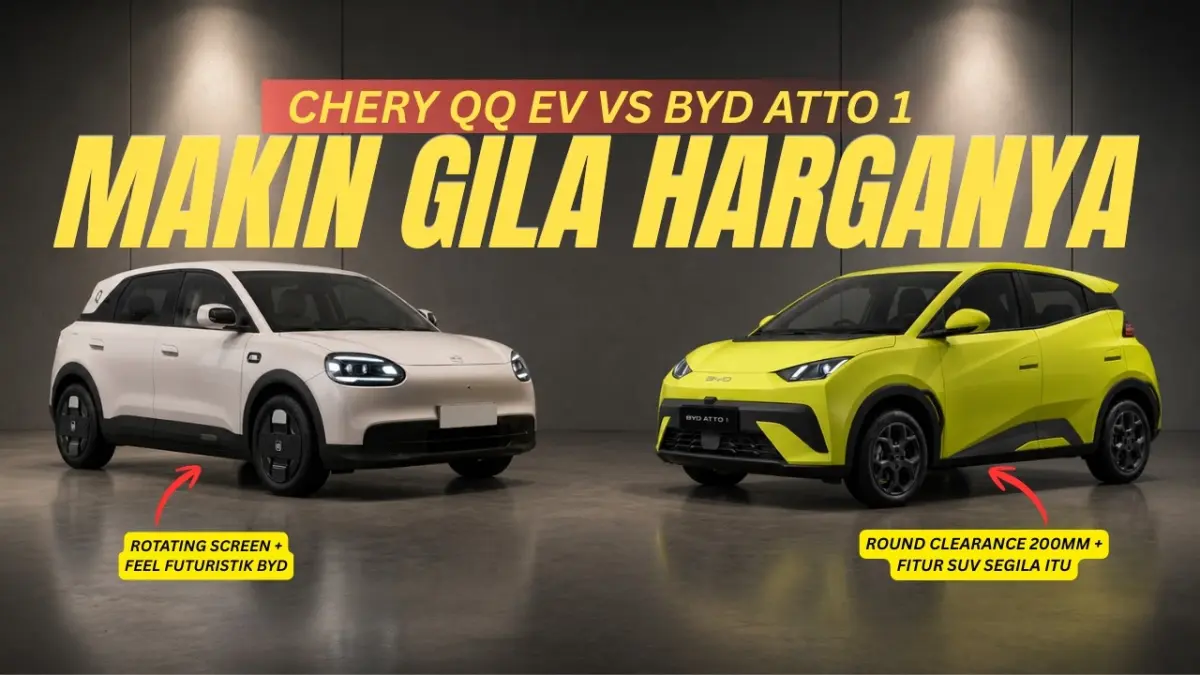 BYD Atto 1 vs Chery QQ EV memanaskan pasar mobil listrik murah Rp200 jutaan. Pilih city car praktis atau hatchback canggih bertenaga RWD? Cek ulasannya!