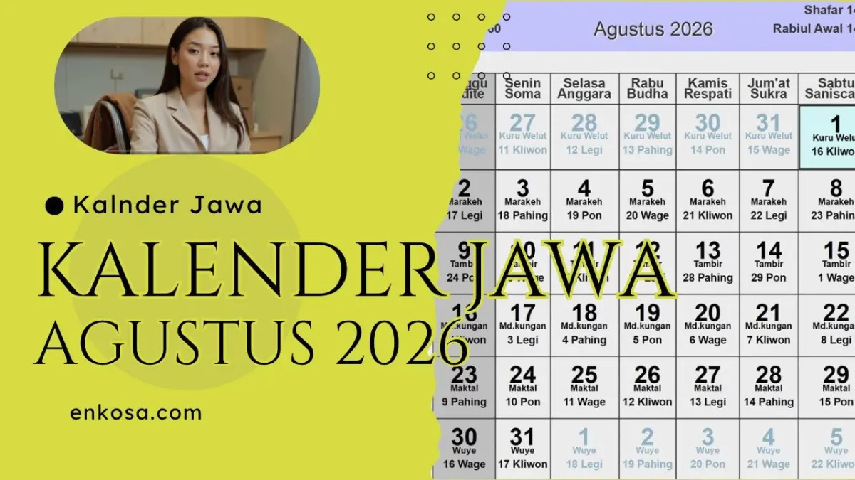 Cek Kalender Jawa Agustus 2026 lengkap dengan pasaran, weton, dan hitungan hari baik untuk hajatan atau buka usaha. Unduh file resminya di sini!