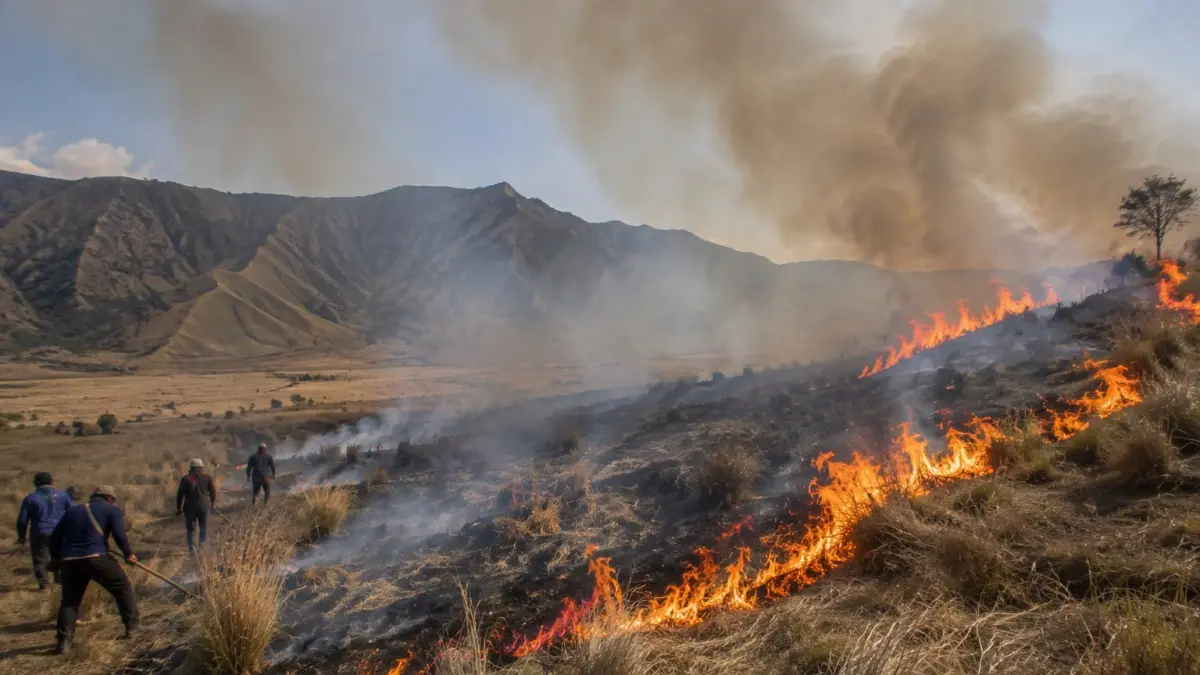 Kebakaran hutan di Taman Nasional Bromo Tengger Semeru memaksa penutupan tiga pintu masuk wisata, sementara petugas terus berjibaku memadamkan kobaran api.