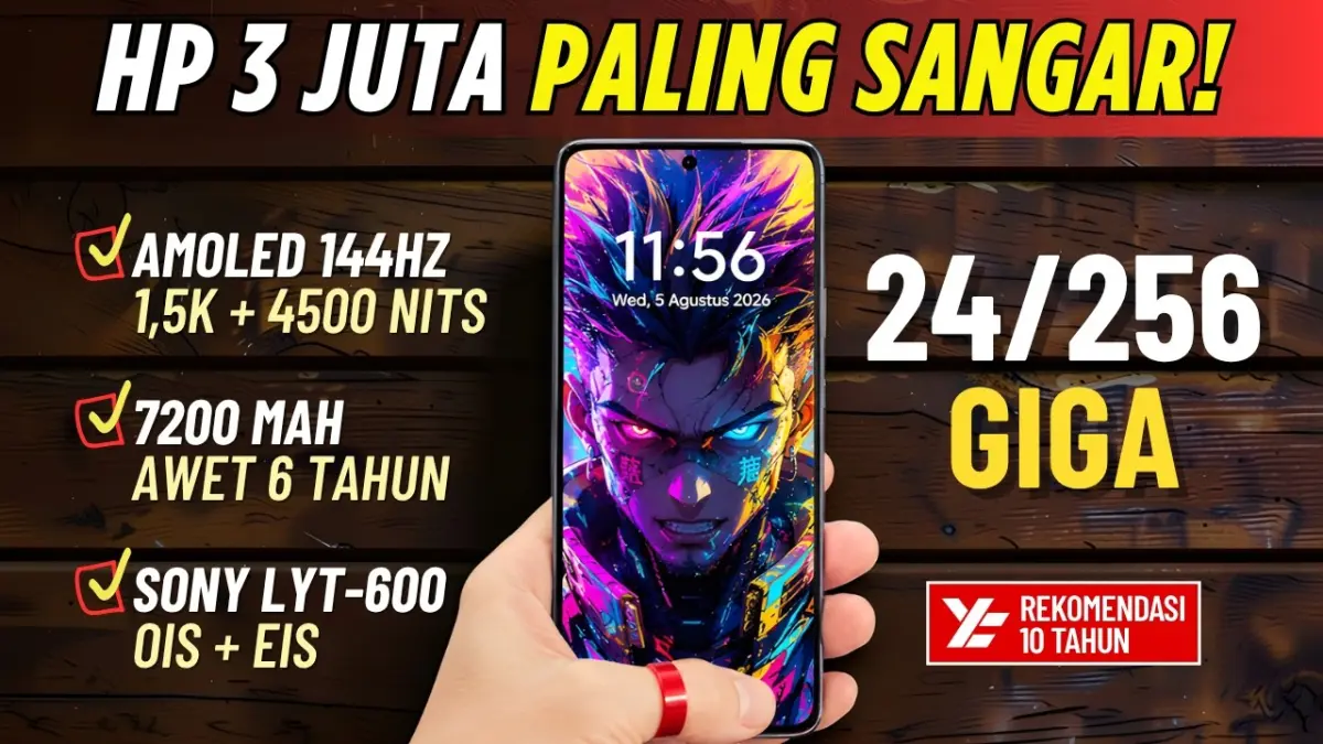  Cari HP 3 jutaan terbaik 2026? Cek rekomendasi smartphone bodi tangguh, baterai jumbo hingga 8000 mAh, dan layar AMOLED tajam paling worth it di sini!