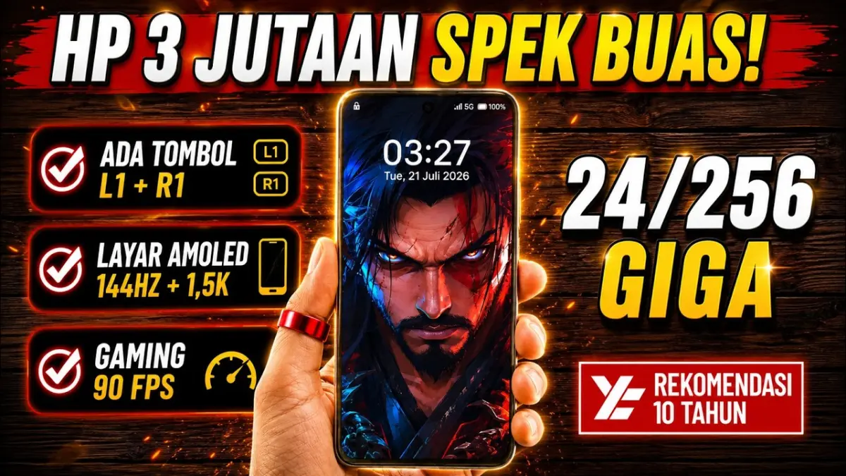 Rekomendasi HP 3 jutaan terbaik 2026 khusus gaming! Dapatkan performa 90 FPS, tombol L1 R1, dan baterai jumbo tanpa bikin kantong jebol. Cek selengkapnya!