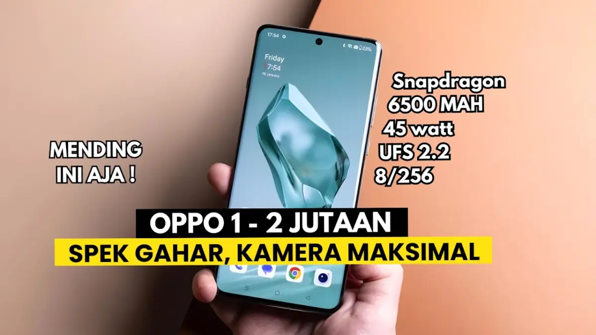 Temukan pilihan HP Oppo 2 jutaan RAM 8GB terbaru dengan baterai jumbo, layar mulus, dan fitur tahan fisik luar biasa untuk penggunaan harian.