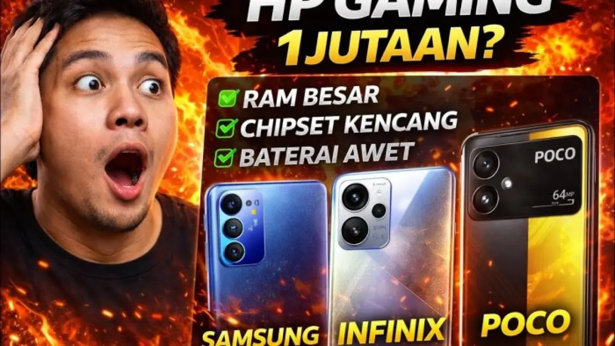5 HP gaming 1 jutaan terbaik 2026 dengan RAM hingga 8 GB dan layar AMOLED 120 Hz hingga 144 Hz untuk gaming ringan-menengah.