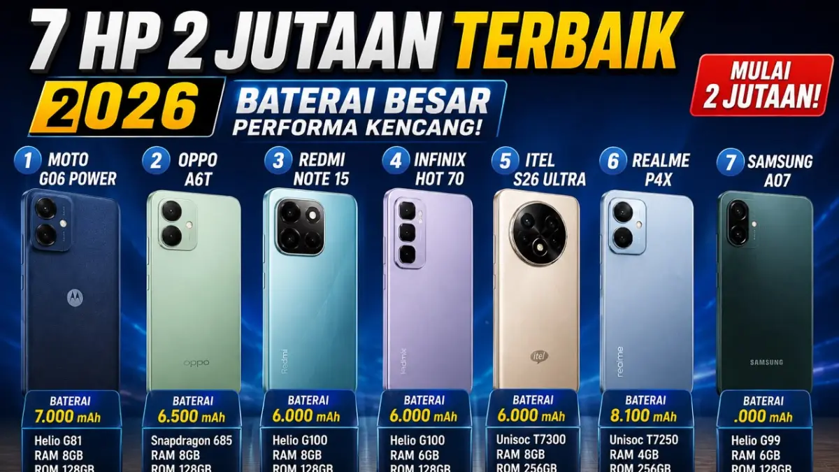 7 HP 2 Jutaan Terbaik 2026, Ada Baterai 8.100 mAh hingga AMOLED 144Hz