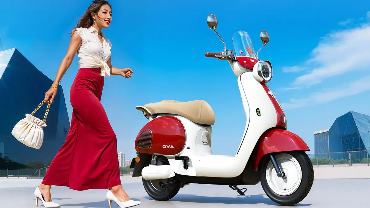 Yadea Ova tampil dengan desain retro ala Vespa, tetapi dibekali fitur modern seperti cruise control, reverse otomatis, Bluetooth, dan tiga mode berkendara (Pinterest).