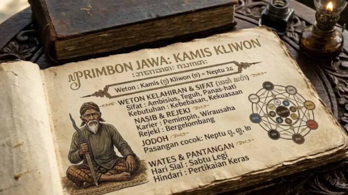 Rezeki Kamis Kliwon menurut primbon Jawa disebut mengalir perlahan dan stabil. Simak gambaran peruntungan, pekerjaan, dan fase kehidupannya.