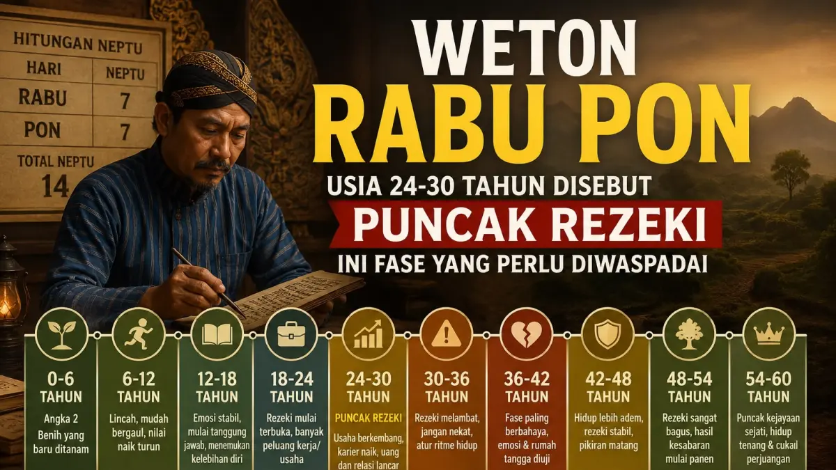 Weton Rabu Pon: Usia 24-30 Tahun Disebut Puncak Rezeki, Ini Fase yang Perlu Diwaspadai