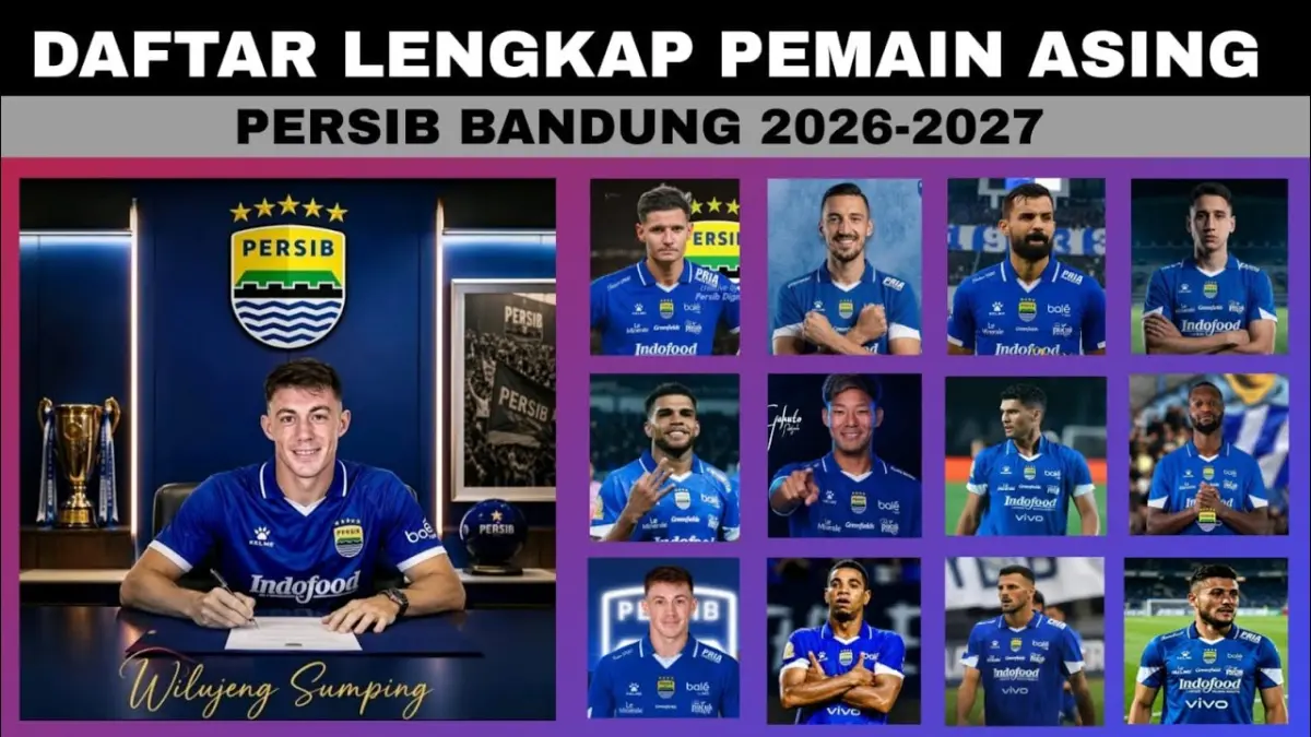
Daftar lengkap pemain asing Persib Bandung musim 2026/2027. Cek 7 pemain out, amunisi baru Balsa Sekulic, hingga rumor penyerang Polandia eks Celtic FC!
