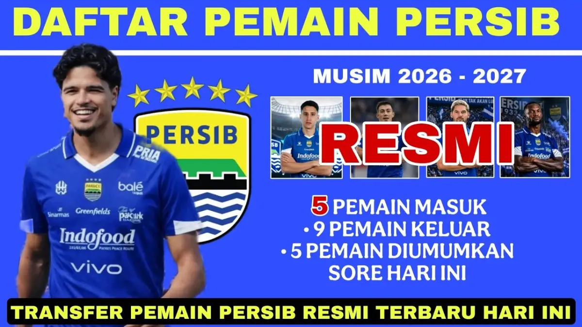 Daftar resmi transfer pemain asing Persib Bandung 2026/2027. Cek daftar 9 pemain out, rekrutan anyar Gabriel Mutombo, hingga rumor panas Ragnar Oratmangoen!