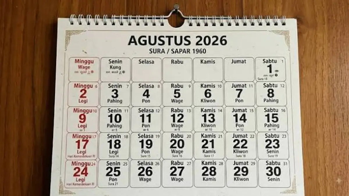 Cek daftar hari baik Agustus 2026 menurut Primbon Jawa di sini! Temukan tanggal pembawa hoki untuk pernikahan, pindah rumah, dan buka usaha.