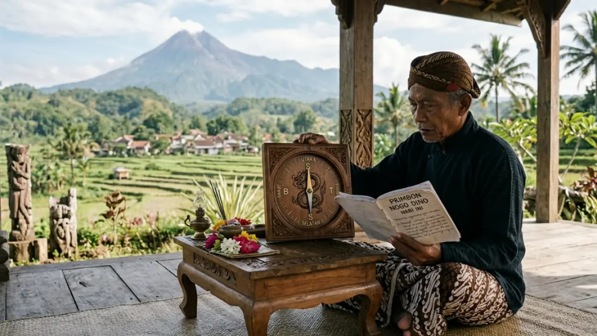 Kitab Rimbon nomor 154 membahas arah rezeki hari Sabtu. Barat disebut sebagai arah hidup, sementara utara, selatan, dan timur menjadi pantangan.