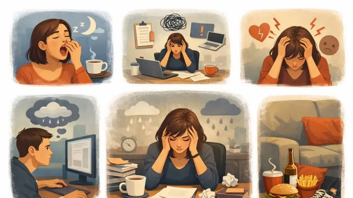 Burnout bukan sekadar lelah. Kenali 6 tanda dan 8 penyebab burnout serta cara sederhana mengatasinya agar aktivitas kembali berjalan baik (Pinterest).