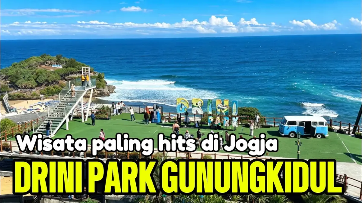 Wisata Pantai Drini Gunung Kidul kini makin seru dengan Drini Park! Nikmati wahana Magic Carpet, spot jembatan kaca, dan Sky Resto berlatar laut lepas.