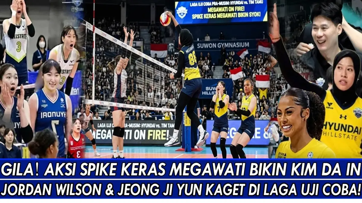 Update Megawati Hangestri terbaru: pukulan spike keras Megatron di sesi latihan Hyundai Hill State capai kecepatan 100,2 km/jam hingga buat rekan tim kaget.