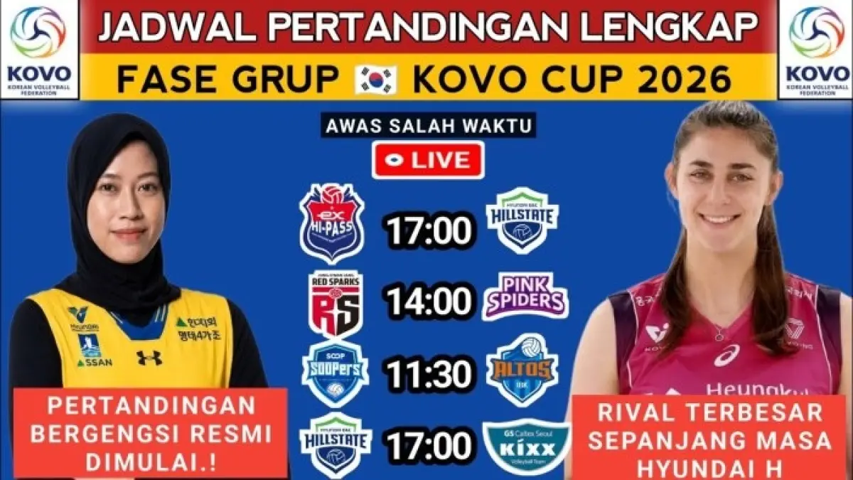 KOVO Cup 2026 digelar di Yeosu pada 11-18 Oktober. Megawati masuk daftar Hyundai Hillstate. Simak pembagian grup dan jadwal lengkapnya.