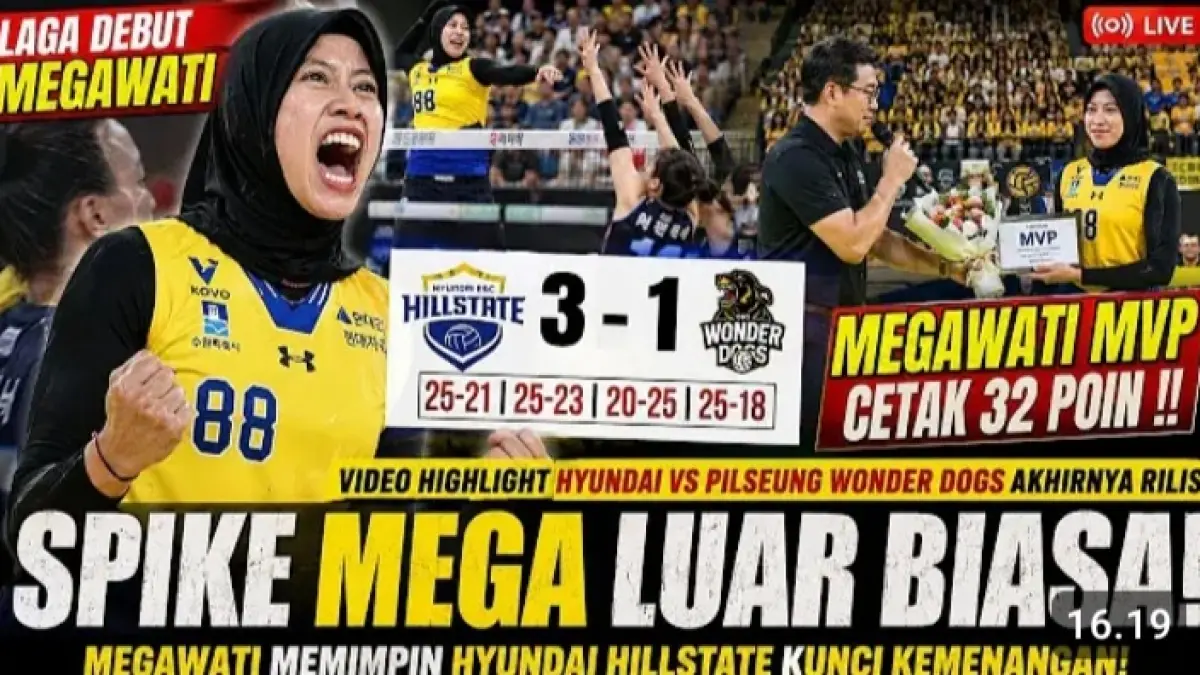 Megawati MVP 32 poin dalam laga eksibisi Hyundai Hill State vs Pilseung Wonder Dogs. Simak performa dan proses adaptasinya.