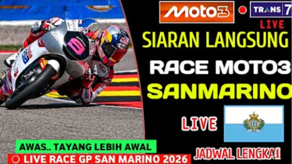 Jadwal MotoGP San Marino 2026 berlangsung 11-13 September. Cek jam tayang Moto3, Moto2, race utama, sprint, dan kualifikasi dalam WIB.