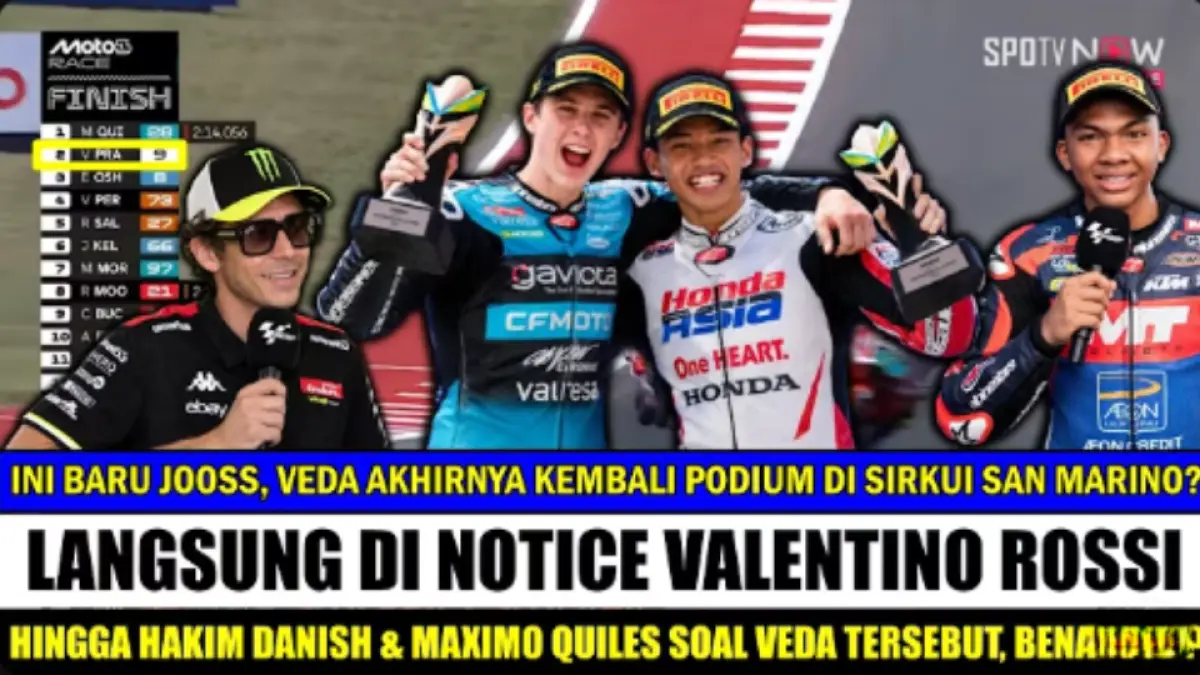 Veda Ega Pratama disebut meraih podium kedua Moto3 San Marino 2026, tetapi video menegaskan seluruh cerita tersebut merupakan fiksi.