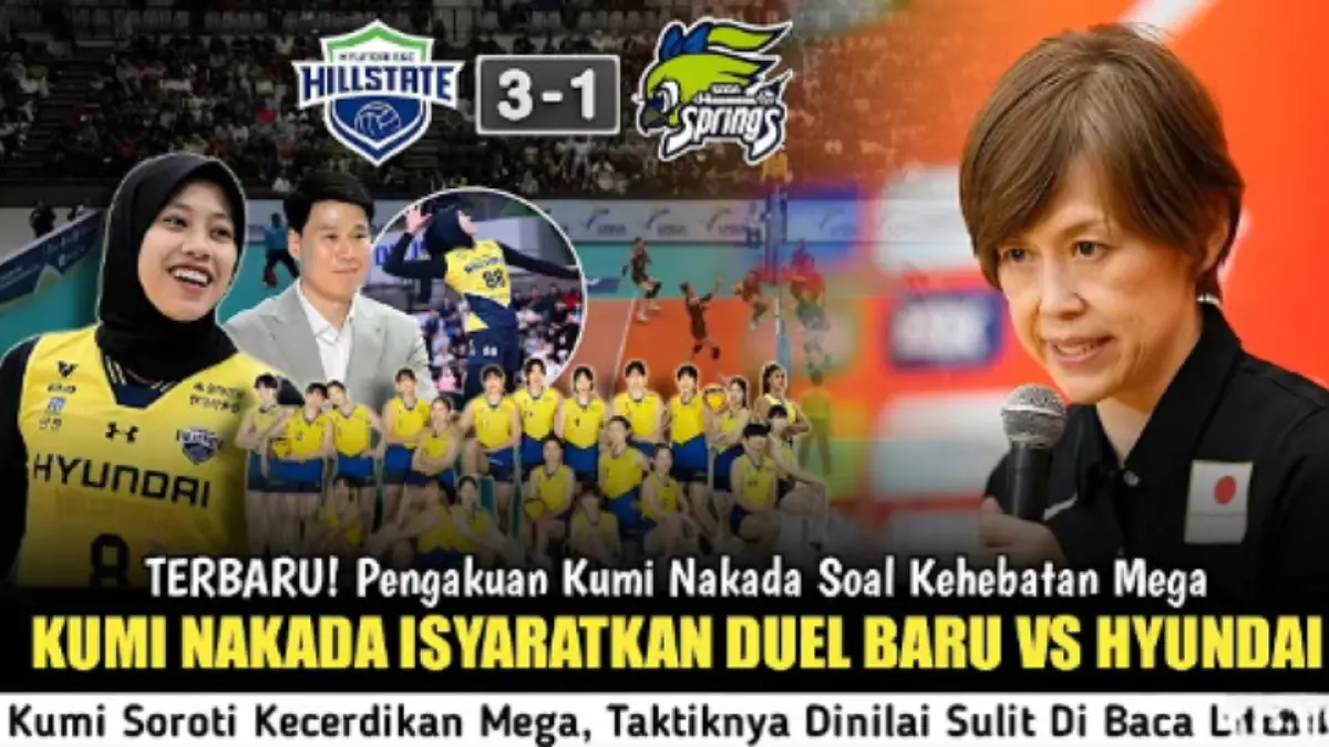 Kumi Nakada terpukau permainan Megawati Hangestri setelah Saga Hisamitsu Springs kalah 1-3 dan berencana kembali menghadapi Hyundai Hill State.