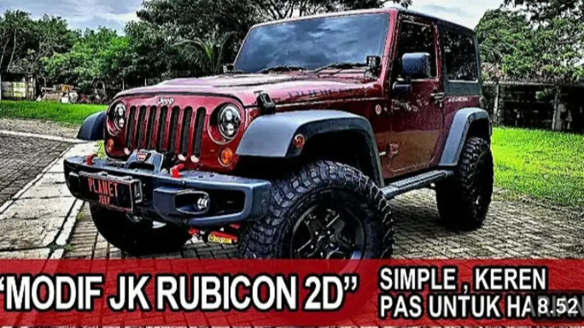Modifikasi Jeep JK Rubicon ini menggabungkan aksesori Mopar, ban 35 inci, lift kit 2,5 inci, dan suspensi OME untuk harian serta off-road.