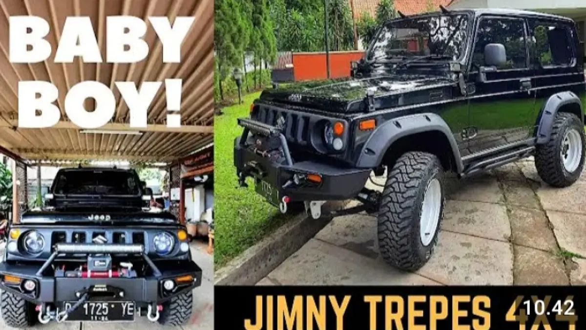 Modifikasi Jimny Katana SJ410 dalam J.A.B Project tampil garang dengan grill SJ74, winch 13.000 LBS, suspensi custom, dan LED bar.