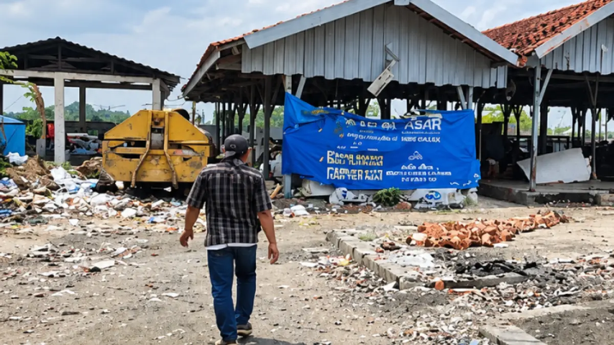 HARUS DIOPTIMALKAN: Tampak kondisi Pasar Durenan yang sepi hingga dimanfaatkan jadi TPS.(GUNAWAN/ RADAR TRENGGALEK)