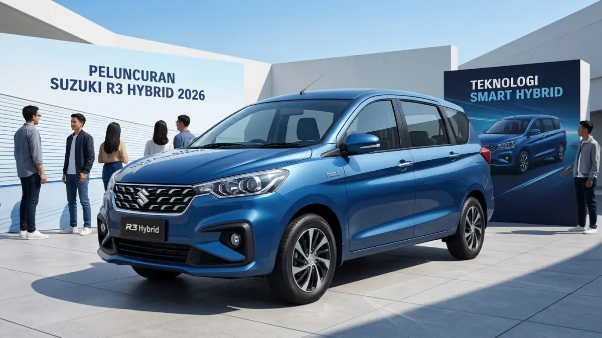 Suzuki R3 Hybrid 2026 menawarkan mesin mild hybrid, tujuh penumpang, fitur lengkap, serta promo menarik untuk stok 2025.(ILUSTRASI AI)