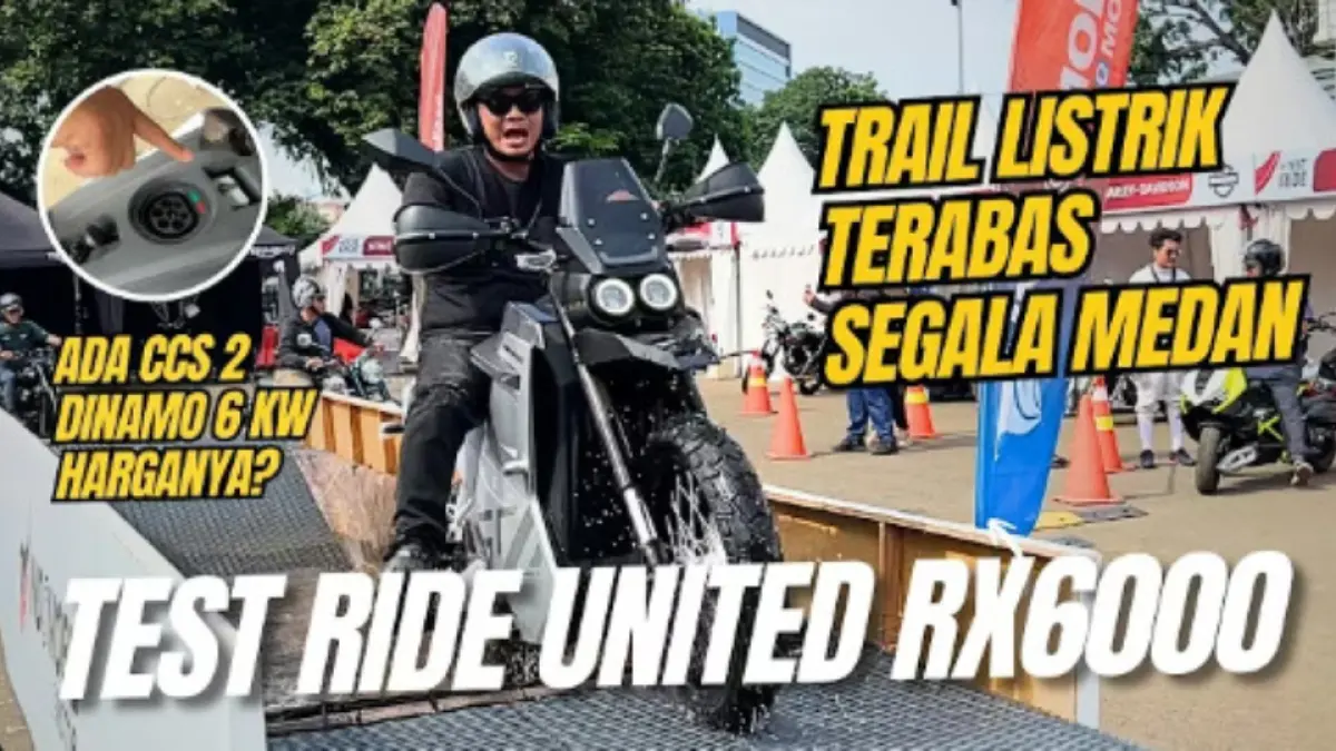 United RX6000 diuji di IMS 2026 dengan motor 6 kW, baterai 72V 40Ah, suspensi empuk, dan tiga mode berkendara.