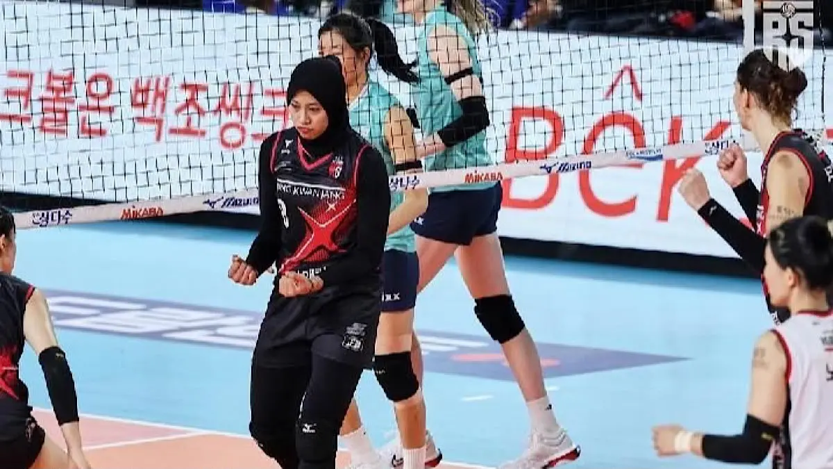 Megawati Hangestri mencetak 41 poin dan meraih MVP saat Hyundai Hill State menang 3-0 atas Denso Airbis dalam laga uji coba.(pinterest)